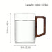 Shein 1 pieza Taza de vidrio con mango de madera sólida, taza de vidrio de borosilicato resistente al calor y alta transparencia - Quierox - Tienda Online