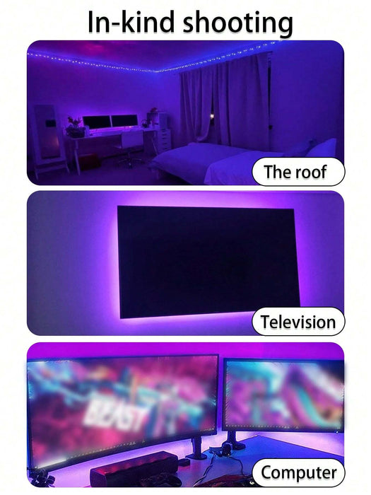 SHEIN 1 pieza Tira de luz LED RGB, alimentada por USB 5V, controlador de 3 teclas de 5M - Quierox - Tienda Online