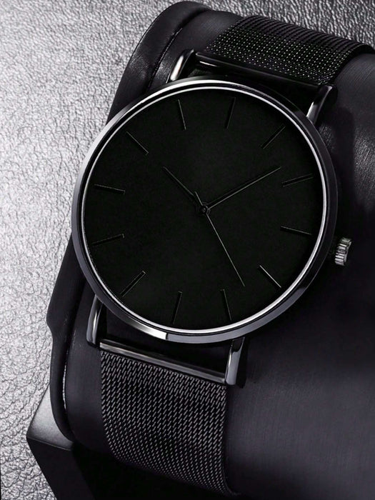 Shein reloj de cuarzo con esfera redonda y correa de aleación de