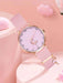 Shein 1 reloj de cuarzo con esfera redonda y correa de lona rosa - Quierox - Tienda Online