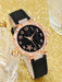 Shein 1 reloj de cuarzo con esfera redonda y diseño floral glamoroso con correa de poliuretano PU negro - Quierox - Tienda Online