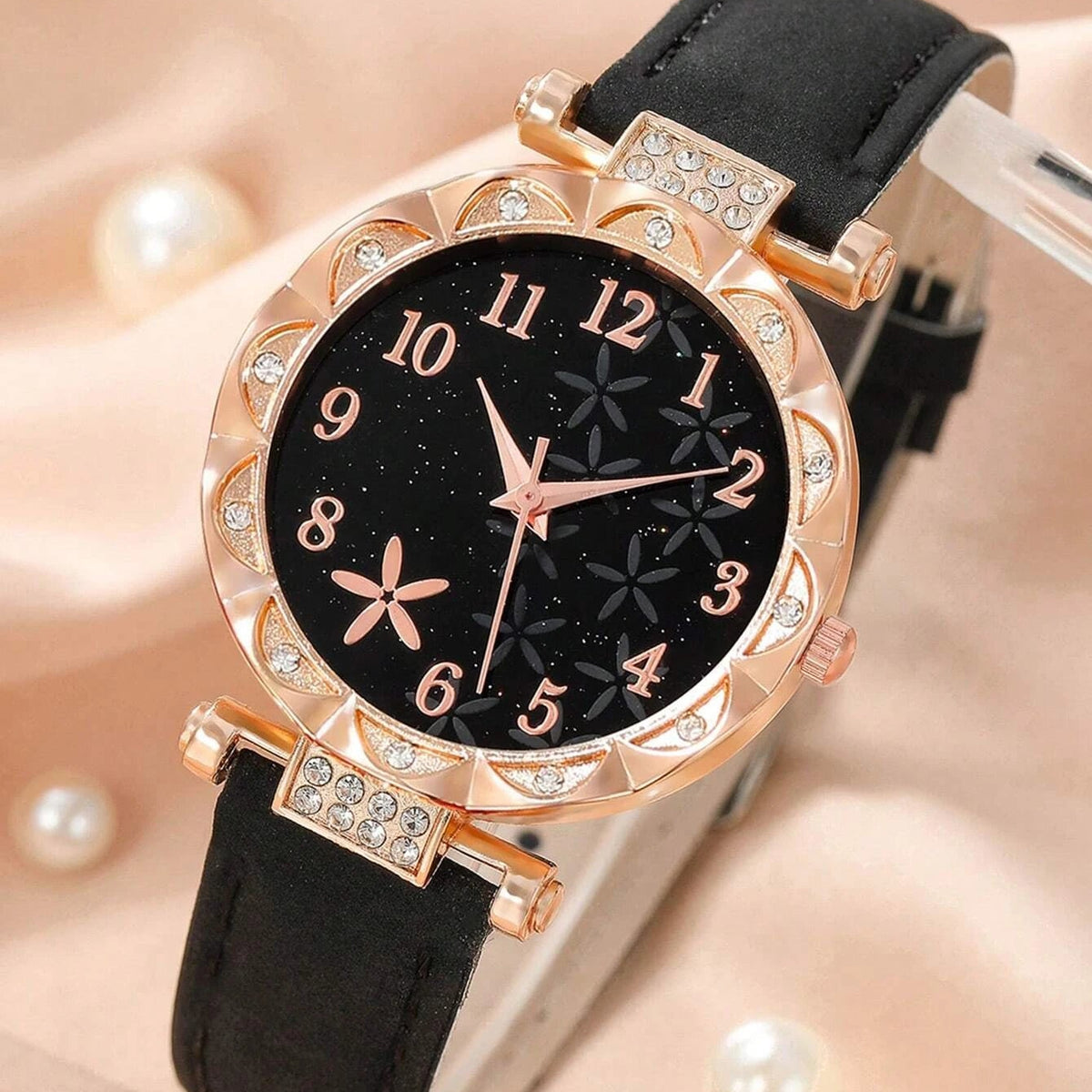 Shein reloj de cuarzo con esfera redonda y diseño floral