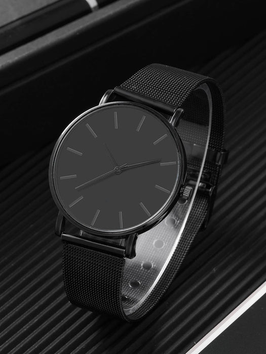 SHEIN 1 reloj de cuarzo con puntero redondo para hombre y 1 pulsera - Quierox - Tienda Online