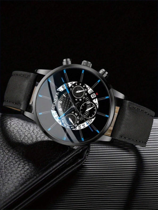 Shein 1 reloj de cuarzo de cuero sintético con acabado mate minimalista para hombre - Quierox - Tienda Online