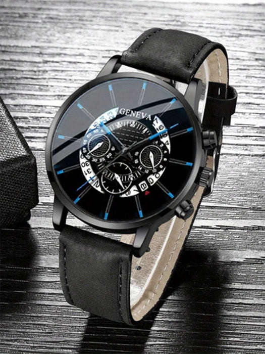 Shein 1 reloj de cuarzo de cuero sintético con acabado mate minimalista para hombre - Quierox - Tienda Online