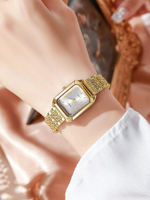 SHEIN 1 reloj de pulsera de cuarzo clásico de lujo para mujer con correa de acero inoxidable - Quierox - Tienda Online