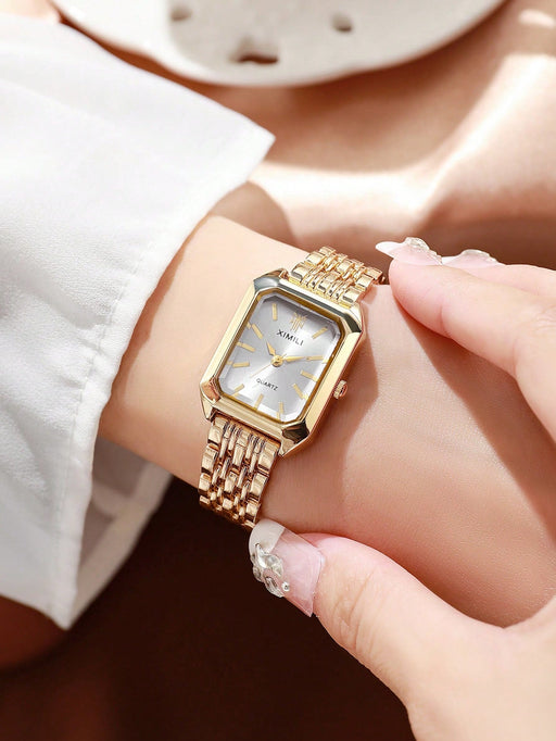 SHEIN 1 reloj de pulsera de cuarzo clásico de lujo para mujer con correa de acero inoxidable - Quierox - Tienda Online