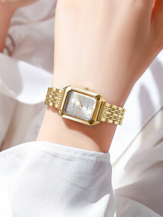 SHEIN 1 reloj de pulsera de cuarzo clásico de lujo para mujer con correa de acero inoxidable - Quierox - Tienda Online