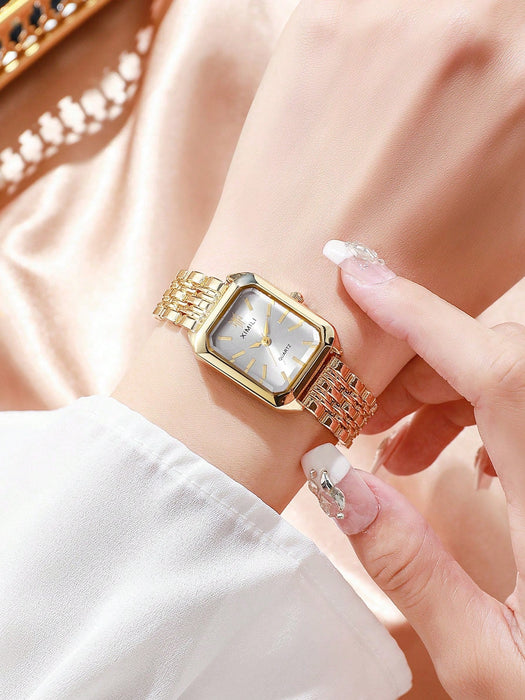 SHEIN 1 reloj de pulsera de cuarzo clásico de lujo para mujer con correa de acero inoxidable - Quierox - Tienda Online