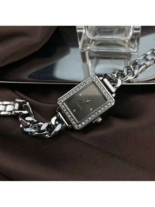 SHEIN 1 reloj de pulsera de moda vintage para mujer, de cuarzo cuadrado - Quierox - Tienda Online