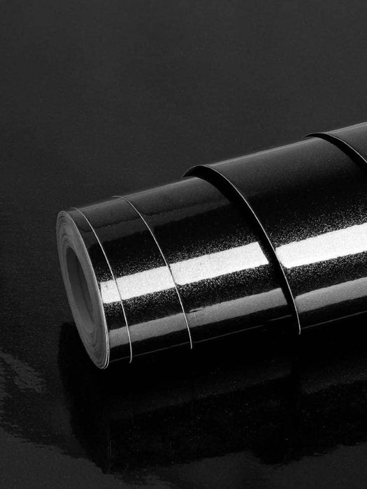 SHEIN 1 rollo de papel tapiz liso de PVC negro autoadhesivo para pared para decoración - Quierox - Tienda Online