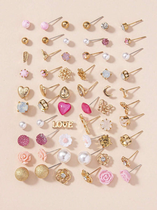 SHEIN 1 set de 30 pares de aretes tipo botón para mujer con perlas falsas - Quierox - Tienda Online