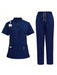 SHEIN 1 Set Uniforme de mujer de manga corta con cremallera y cuello de tortuga - Quierox - Tienda Online