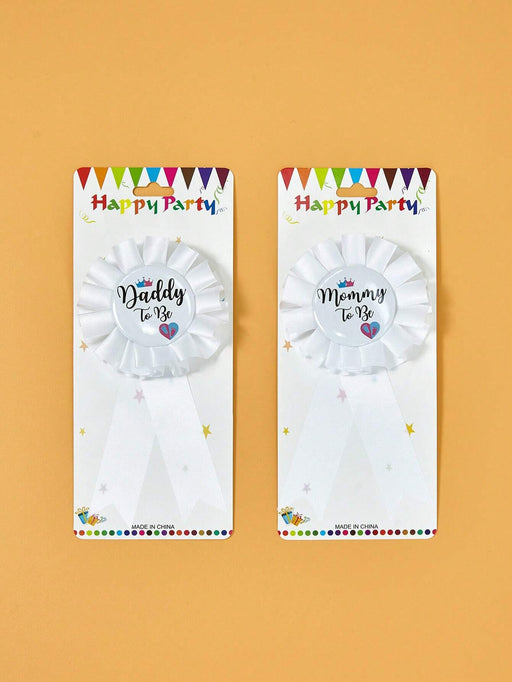 Shein 1 set/2 piezas Alfileres de solapa para baby shower, insignias de "Mamá Futura"/"Papá Futuro" - Quierox - Tienda Online