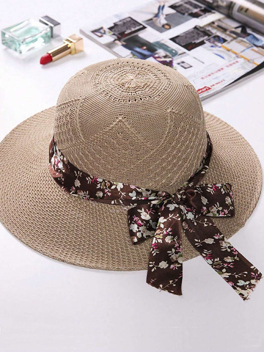 Shein 1 sombrero de sol para mujer con ala pequeña y lazo floral transpirable - Quierox - Tienda Online