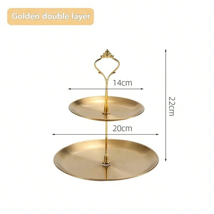 SHEIN 1 soporte para pasteles de varios niveles de acero inoxidable dorado de dos capas - Quierox - Tienda Online