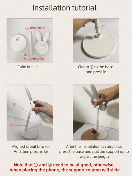 Shein 1 soporte plegable ajustable de plástico ABS y aluminio con forma de conejo para tableta y teléfono - Quierox - Tienda Online
