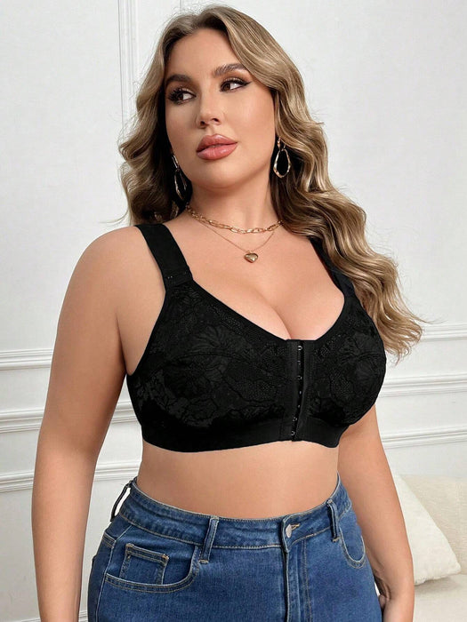 SHEIN 1 sujetador de lencería sin aros con cierre frontal de encaje y patchwork - Quierox - Tienda Online