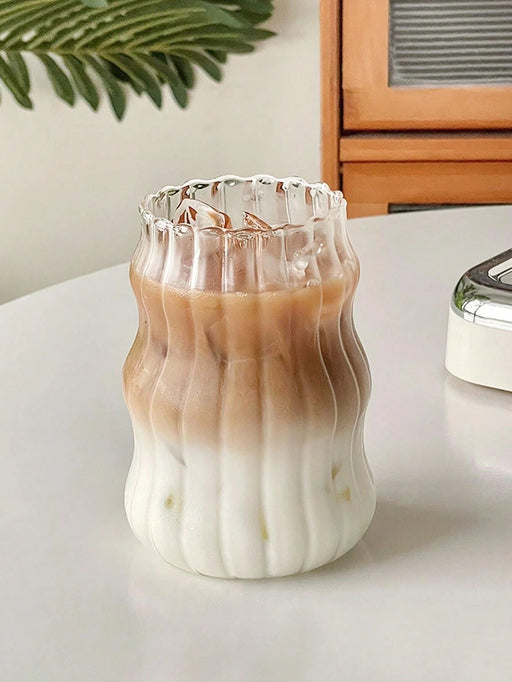 Shein 1 taza de café de vidrio creativa con forma ondulada de 550 ml (sin pajita) - Quierox - Tienda Online