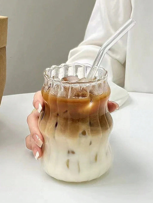 Shein 1 taza de café de vidrio creativa con forma ondulada de 550 ml (sin pajita) - Quierox - Tienda Online