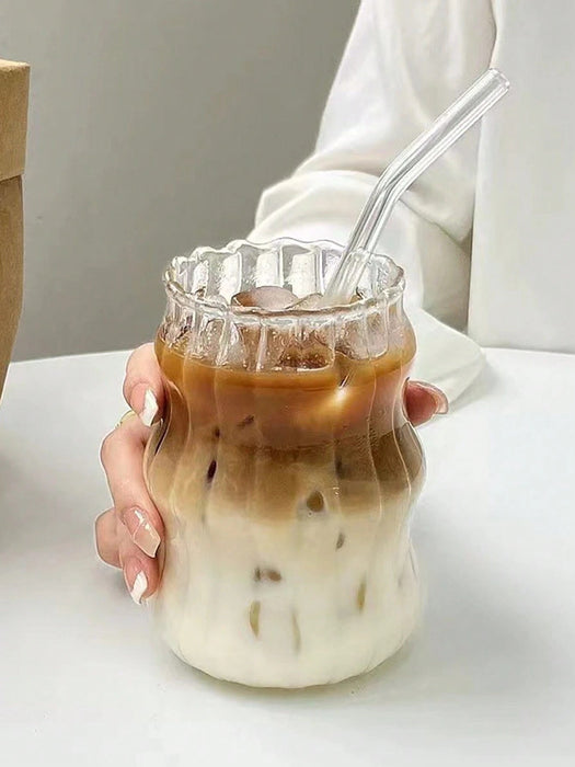 Shein 1 taza de café de vidrio creativa con forma ondulada de 550 ml (sin pajita) - Quierox - Tienda Online