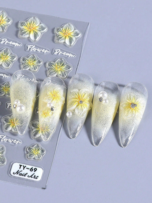 SHEIN 1 unidad de pegatinas para uñas con relieve de flores - Quierox - Tienda Online