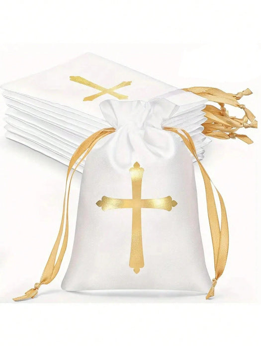 Shein 10 bolsas de regalo de satén con cordón de regalo religiosas - Quierox - Tienda Online