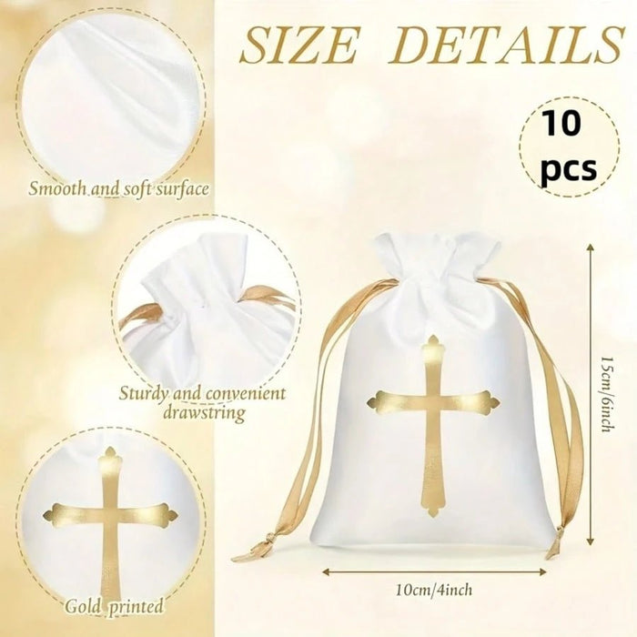 Shein 10 bolsas de regalo de satén con cordón de regalo religiosas - Quierox - Tienda Online