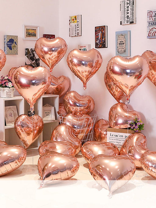 SHEIN 10 globos decorativos en forma de corazón, globo rosa fuerte metálico de 18 pulgadas - Quierox - Tienda Online