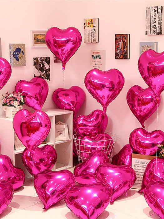 SHEIN 10 globos decorativos en forma de corazón, globo rosa fuerte metálico de 18 pulgadas - Quierox - Tienda Online