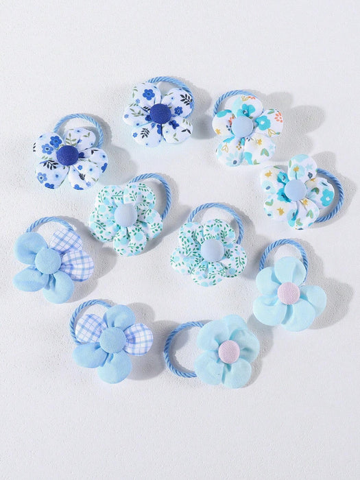SHEIN 10 gomas para el pelo con flores para niñas, coloridas cintas elásticas para el pelo - Quierox - Tienda Online