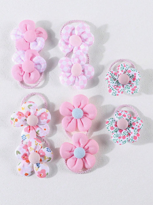 SHEIN 10 gomas para el pelo con flores rosas y estampado para niñas - Quierox - Tienda Online
