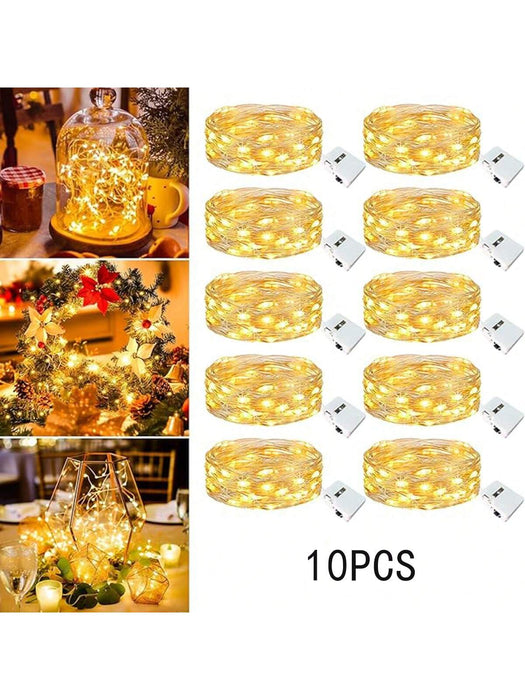 Shein 10 luces LED de cadena, luces de hadas estrelladas, luces para ramos de flores, ideales para regalos, decoración de dormitorio - Quierox - Tienda Online