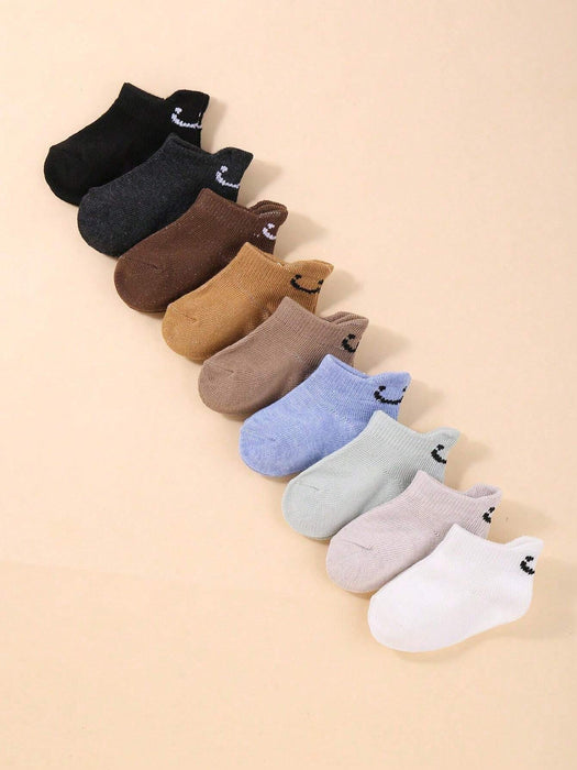 Shein 10 pares de calcetines casuales para bebé con estampado aleatorio de carita feliz - Quierox - Tienda Online