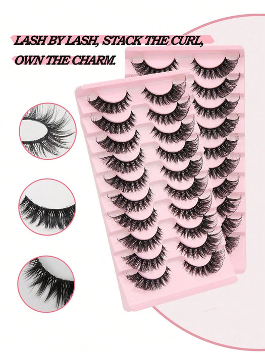 Shein 10 pares de pestañas postizas de imitación de visón estilo ojo de gato - Quierox - Tienda Online