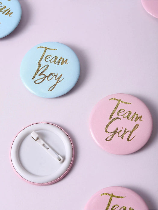Shein 10 piezas broches de "Equipo Niño" y "Equipo Niña" para revelacion de genero - Quierox - Tienda Online