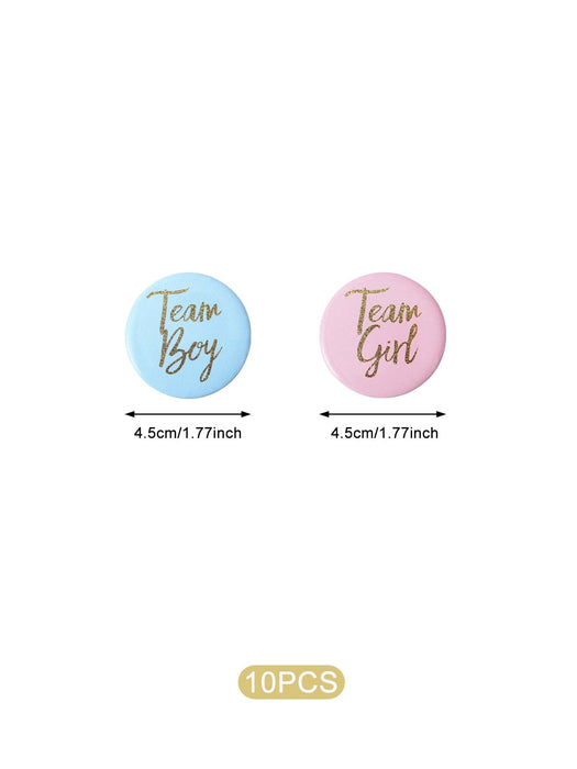 Shein 10 piezas broches de "Equipo Niño" y "Equipo Niña" para revelacion de genero - Quierox - Tienda Online