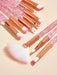 Shein 10 piezas de pinceles de maquillaje de ojos con mango de cristal rosa - Quierox - Tienda Online