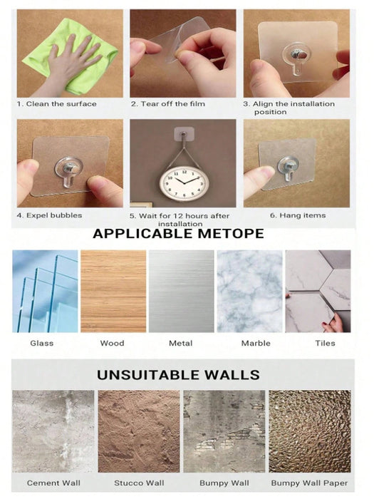 Shein 10 piezas Ganchos de pared autoadhesivos de uso pesado para colgar cuadros y marcos de fotos - Quierox - Tienda Online