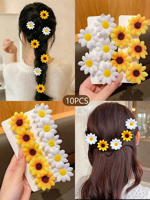 SHEIN 10 pinzas para el cabello con forma de girasol, horquillas estilo coreano - Quierox - Tienda Online