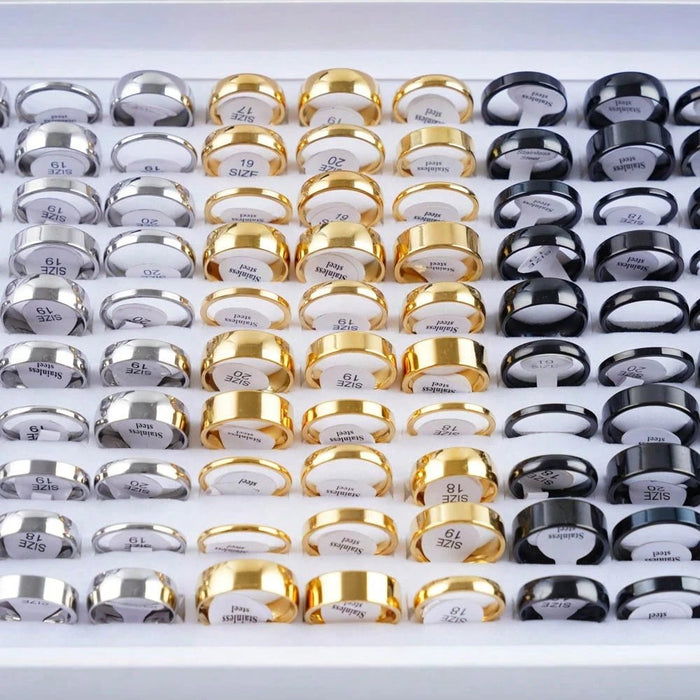 SHEIN 10 Unids/paquete Anillo De Banda Plana De Acero Inoxidable - Quierox - Tienda Online