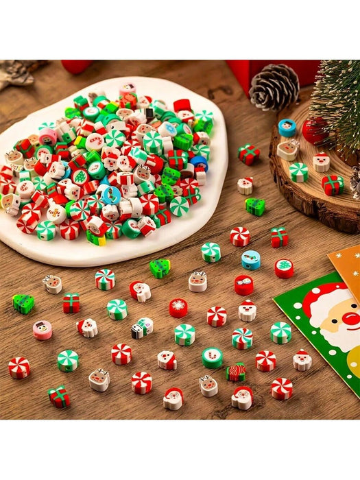 Shein 100 piezas de cuentas de arcilla polimérica con dibujos navideños - Quierox - Tienda Online