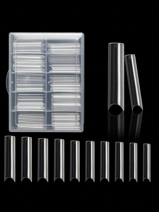 Shein 100 piezas de uñas postizas en forma de ataúd transparente largo extra para salones - Quierox - Tienda Online