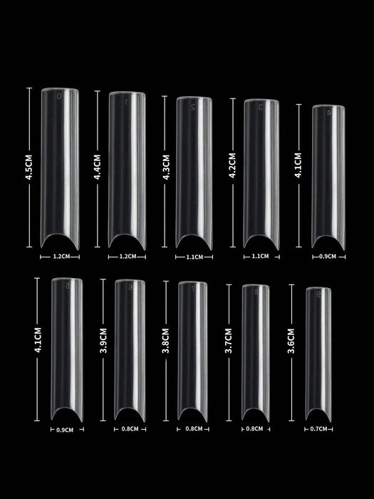 Shein 100 piezas de uñas postizas en forma de ataúd transparente largo extra para salones - Quierox - Tienda Online