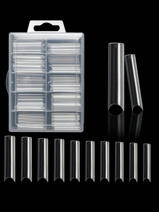 Shein 100 piezas de uñas postizas en forma de ataúd transparente largo extra para salones - Quierox - Tienda Online