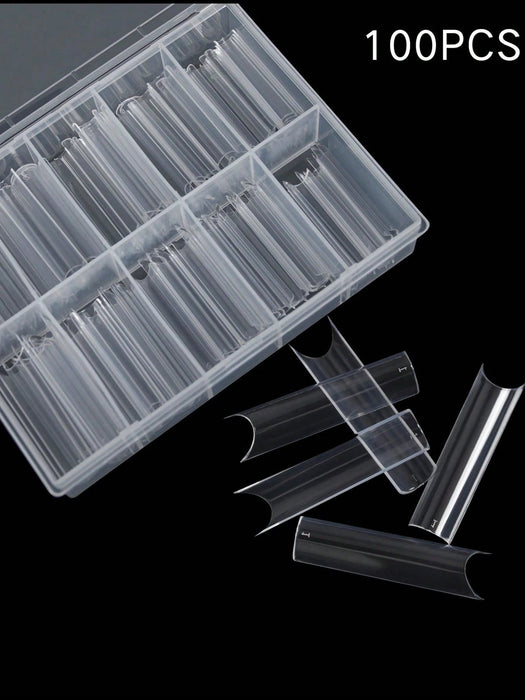 Shein 100 piezas de uñas postizas en forma de ataúd transparente largo extra para salones - Quierox - Tienda Online