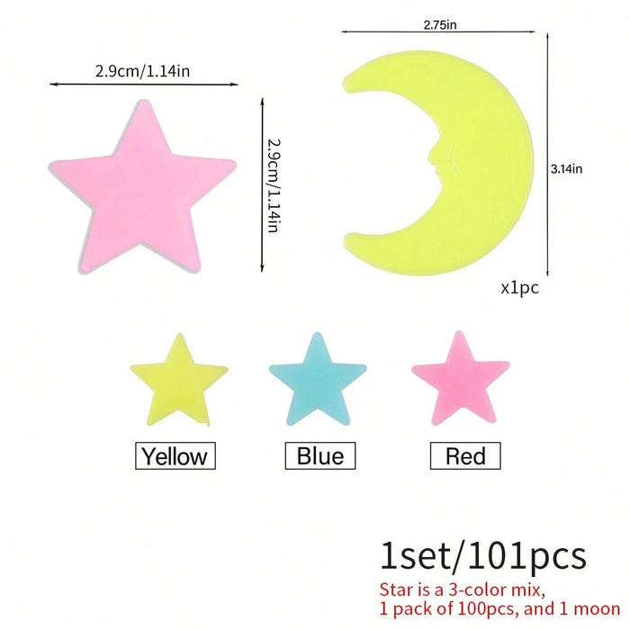 SHEIN 100 piezas Pegatinas de pared con estrellas y lunas que brillan - Quierox - Tienda Online