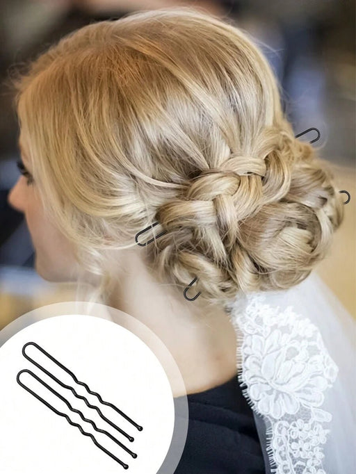 Shein 100 piezas Pinza para el cabello en forma de U plana, negra y sencilla, adecuada para mujeres - Quierox - Tienda Online