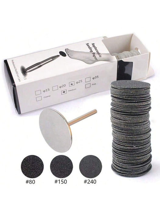 Shein 100 piezas/Caja Papel de lija de 25mm con eje de metal 80 - Quierox - Tienda Online