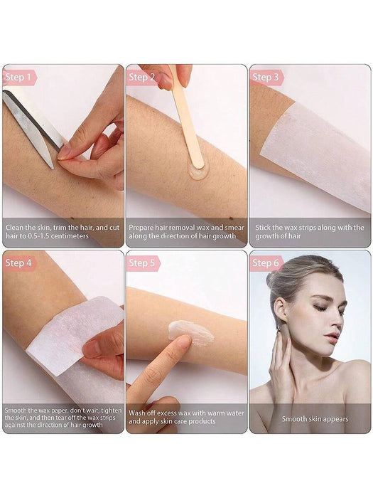 Shein 100 tiras de cera para cejas, papel depilatorio para salón - Quierox - Tienda Online